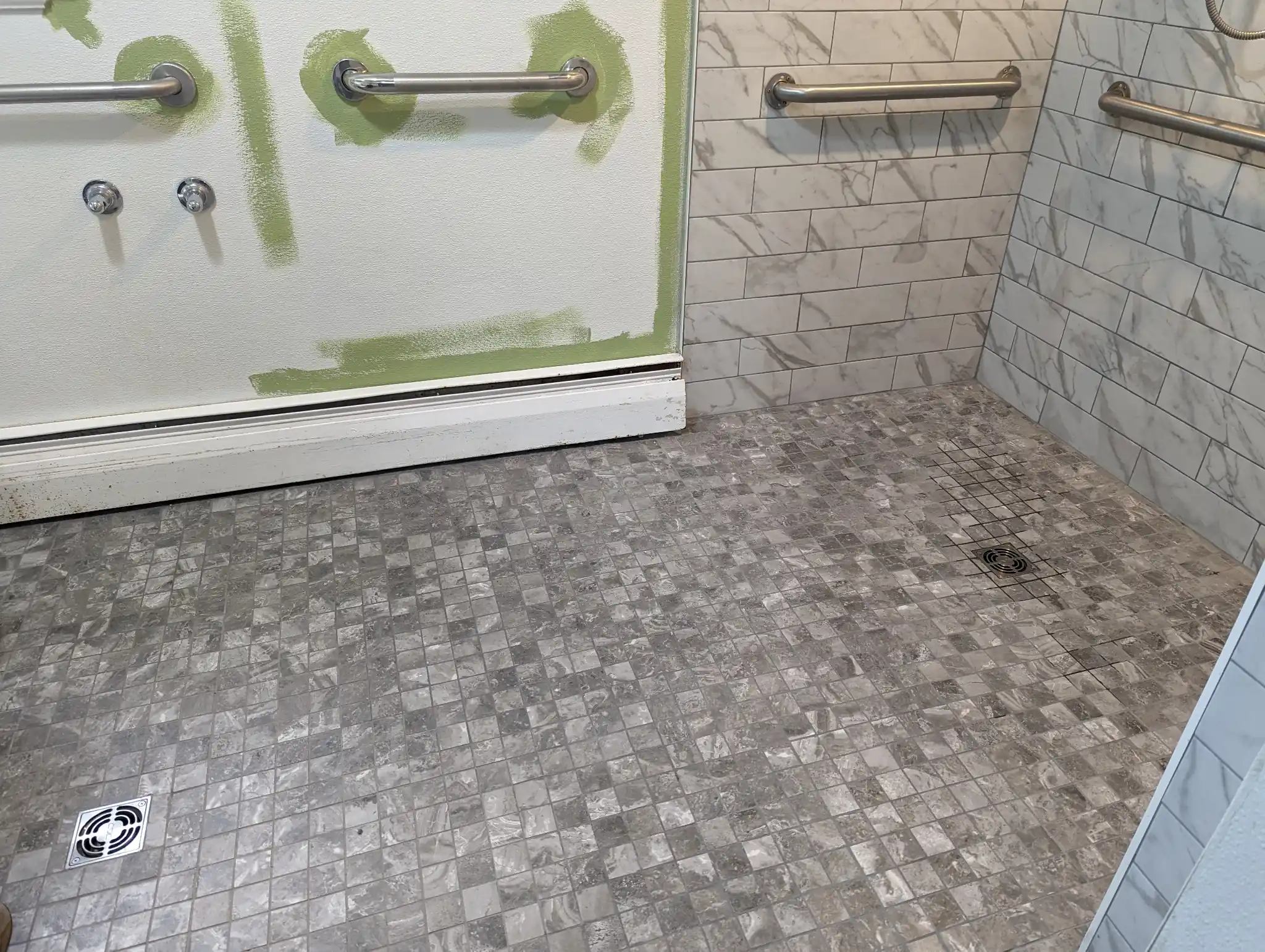 tile shower floor installation bathroom